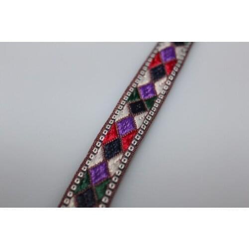 20yards/lot wide 1.5CM Woven Jacquard Ribbon geometric quadrangle design for clothing accessory ZH-0349