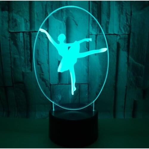 Gift Ballet Colorful Usb 3d Visual Table Lamp Factory wholesale Desk Lamp 7 color change Table Moderne 3d Night light