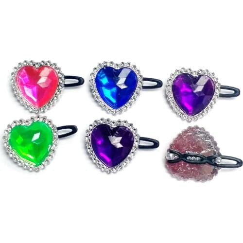 99 Pcs Plastic Heart Gem Hair Clips Girl Kids Vending Bag Pinata Filler Supply Novelty Birthday Party Favors Gift Toy Wholesales