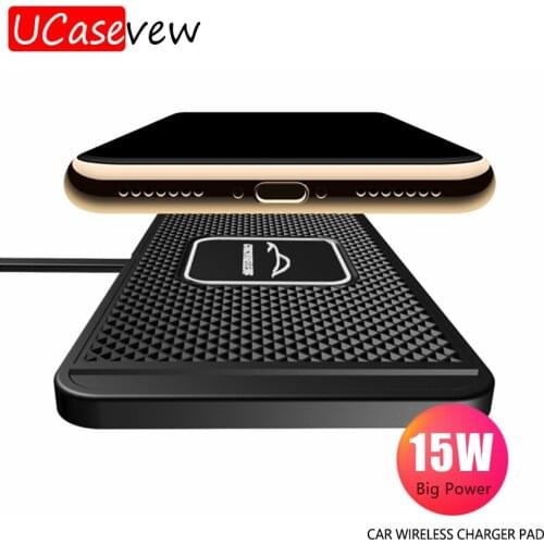 Car Wireless Charger Qi Wireless Charging Pad Car For iPhone 12 11 X Huawei P40 USB Charger for Auto 15W Anti-Slipping Shock Pad