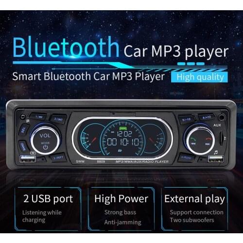 SWM 8809 1 Din Car FM Radio Bluetooth Remote Control Dual USB Stereo MP3 Player