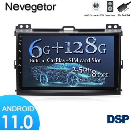 6G + 128G Android 11 Car Radio GPS Navigation WIFI RDS Multimedia player For Toyota LAND CRUISER Prado 120 2004 2005-2009 2din