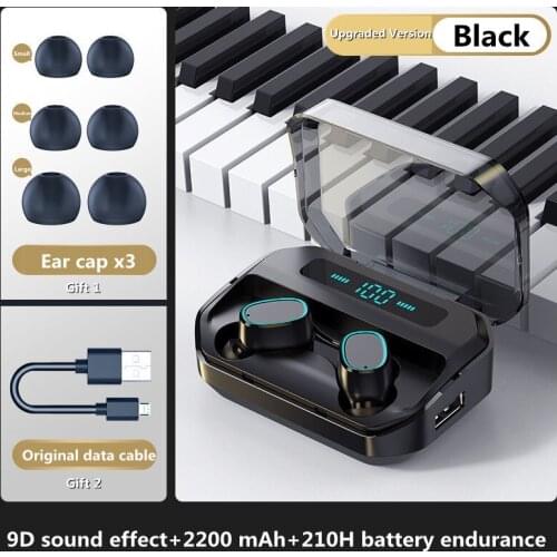 TWS Wireless Headphones Bluetooth 5.0 Earphones Sport 9D Earbuds Headset Noise Reduction Waterproof 2200 mAh Charging Box