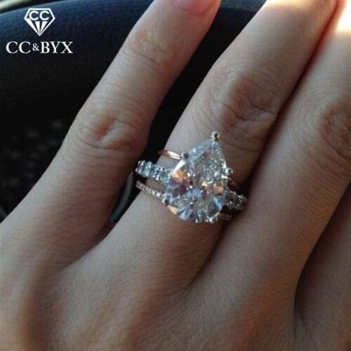 CC Women Rings Bridal Wedding Engagement Anel Creative Cubic Zirconia Water Drop Ring Fashion Jewelry Accessories CC2396
