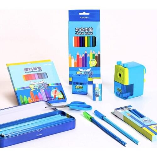 Deli 9665 Student Children stationery Gift set Great gift set for children with Pencil clipper eraser color pencil cap crayon