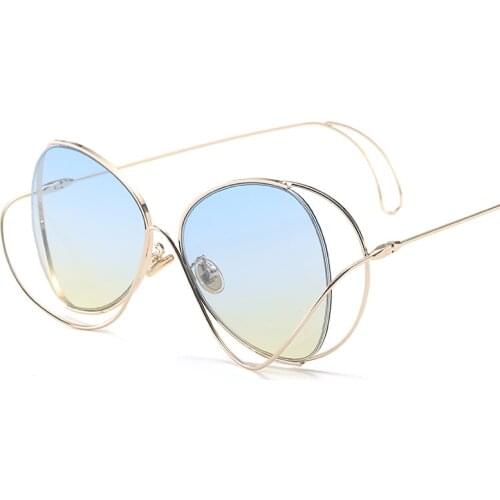 DENISA Brand Designer Womens Sunglasses Unique Curved Structure Fashion Glasses Shades For Women Gradient Lens Female G117068