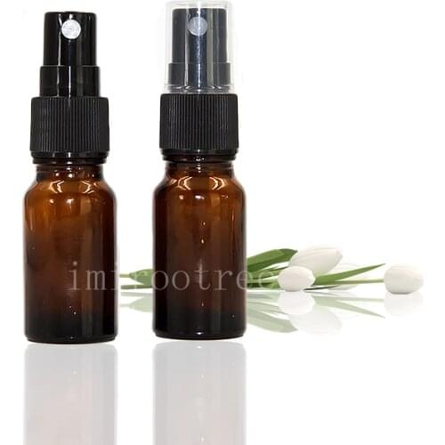 2pcs 10ml Amber Glass Spray Bottles Reuseble Dispenser with Black Fine Mist Sprayers for essential oils