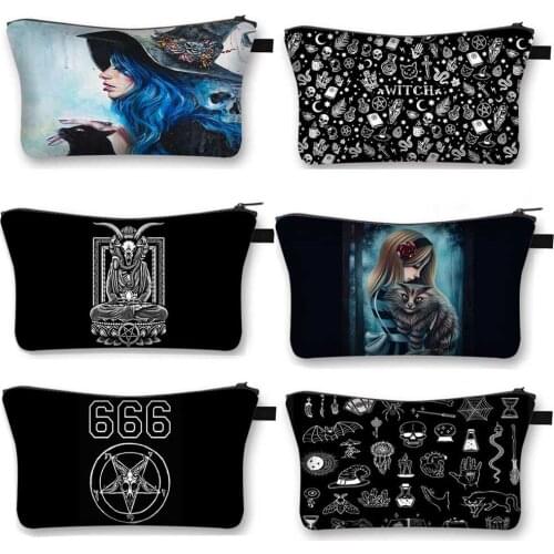 Gothic Angel/ Wicca/ Witch Cosmetic Case Women Makeup Bag Lady Cosmetic Bags for Travel Portable Girl Make Up Lipstick Organizer