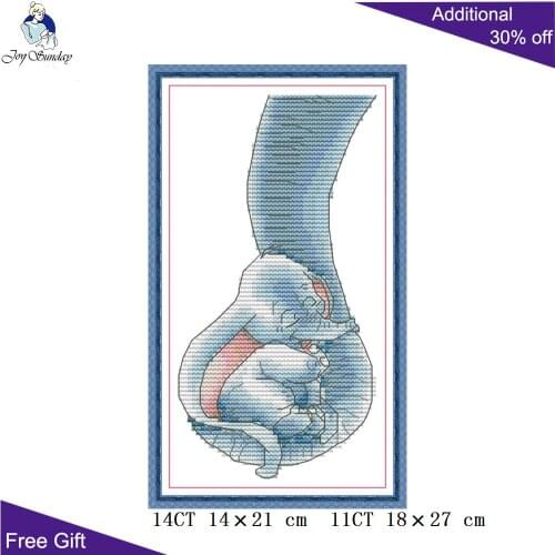 Joy Sunday Little Cute Elephant DA505 14CT 11CT Counted and Stamped Sleeping Cute Animal Home Decor Needlework Cross Stitch kits