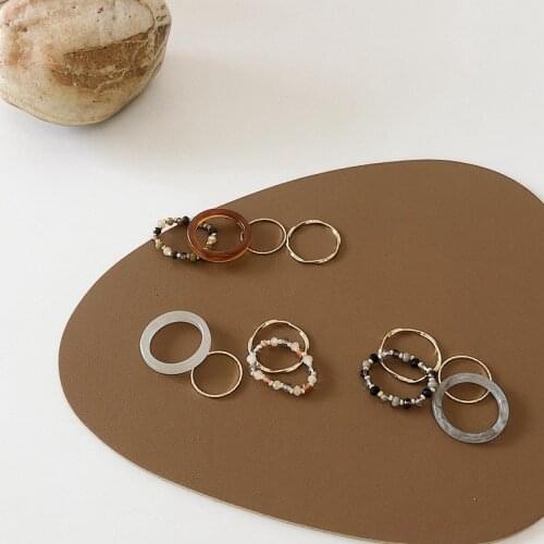 4pcs/set New Minimalist Colorful Acrylic Geometric Ring Resin Transparent Beaded Rings for Women Girls Jewelry 2021