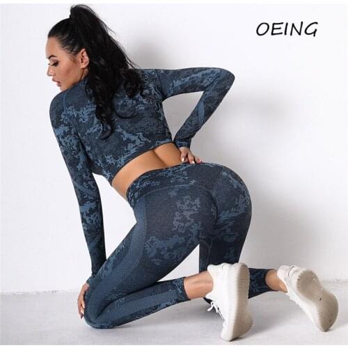 Two Piece Yoga Set Women 2021 Seamless Workout Clothes for Women Print Lounge Wear Set