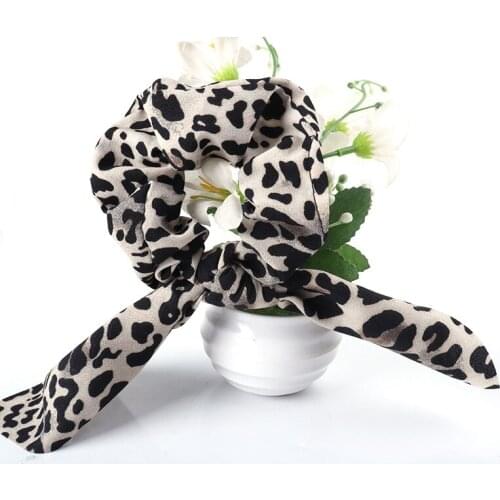 Contracted And Fashionable Cloth Art Silk Leopard Grain Large Intestine Loop Sends Rope Adult Melting Temperament Rubber Band