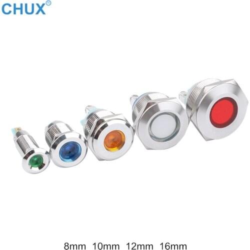 LED Metal Indicator Light 8mm 10mm 12mm 16mm Waterproof Screw Foot Welding foot 3v 5V 6V 12V 24V 48V 110V 220v Signal Lamp