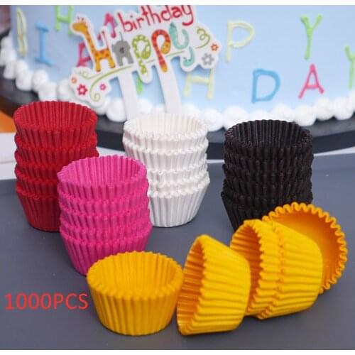 Hot 1000Pcs Mini Chocalate Cupcake Liners Anti-oil Paper Cup Muffin Cake Cases Solid Color Baking Decoration Accessories