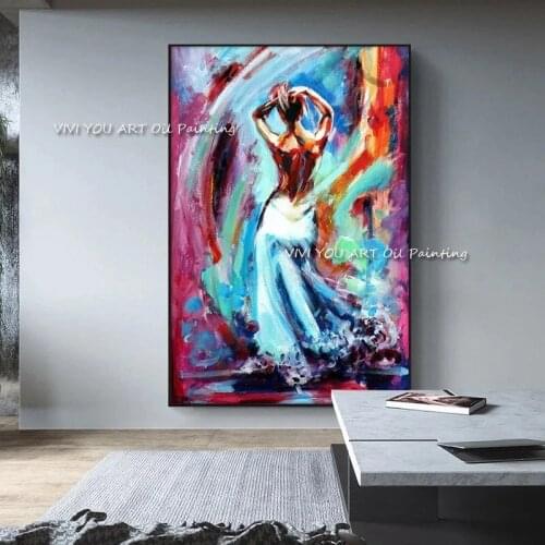 The Best Paintings Color Dancing Girl Hand Painted Modern Large Abstract Oil Painting Canvas Picture For Living Room Home Decor