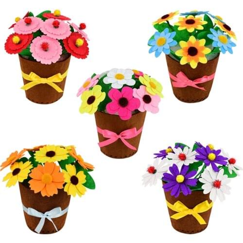 Non-woven DIY Flower Pot Potted Plant Children Craft Kids Handmade Flowers Bouquet Kindergarten Learning Education Teaching Toys