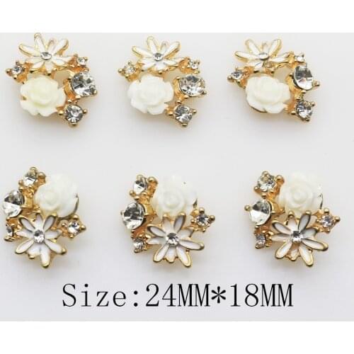 NEW 10pcs Flowers Alloy buttons/Rhinestone Resin Metal button Flatback Wedding decoration Button
