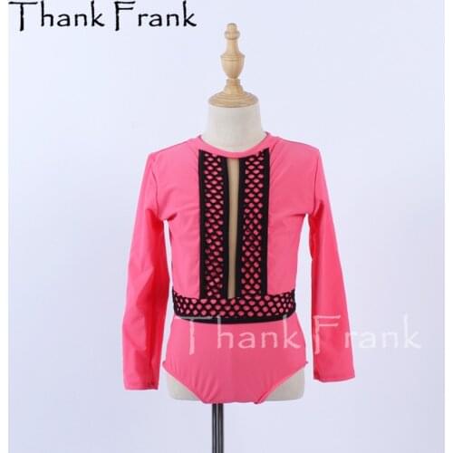 New Girls Ballet Costume Women Long Sleeve Ballerina Leotard Adult Mesh Modern Dance Costumes Kids Pink Gymnastics Leotards C697