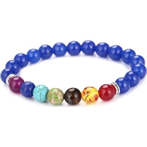 Wholesale 6pcs/lot Natural Stone Healing Balance 8mm Beads Antique Rhodium Reiki Buddha Prayer Yoga Bracelet For Women handmake