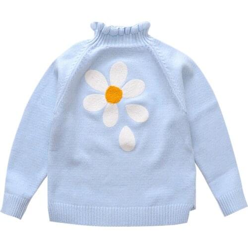 2019 Autumn Winter Girls Sweaters Children Clothing Kids Clothes Cute Flowers Sweater For Girls Clothes Pullovers 3 Colors 4-14Y