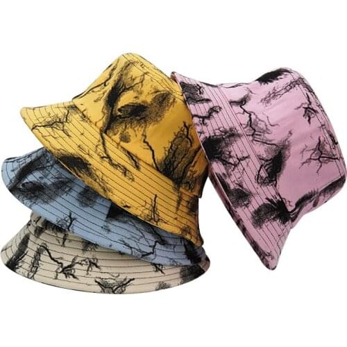 2021 Fashion Bucket Hats Women Men Tie-dye Graffiti Cotton Summer Fisherman Hat Outdoor Sunscreen Sun Hat Panama Cap
