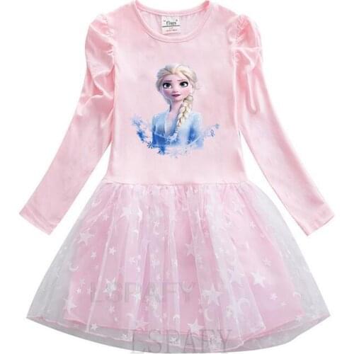 Elsa Princess Girl Dress Frozen 2 Cotton Super Soft Girls Princess Dresses Child Autumn Long Sleeve Dresses Kids Dressing