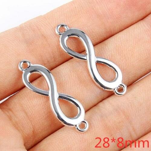 10pcs Infinite Symbol Alloy Connector Charms Metal Pendants Antiuqe Silver Color Accessories DIY Handmade Jewelry Making Finding