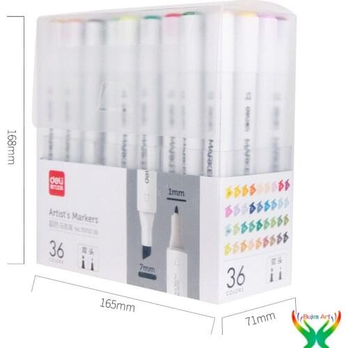Deli marker pen 12/24/36 oily color double-headed alcohol hand-painted doodle art design marker pen beginners students using