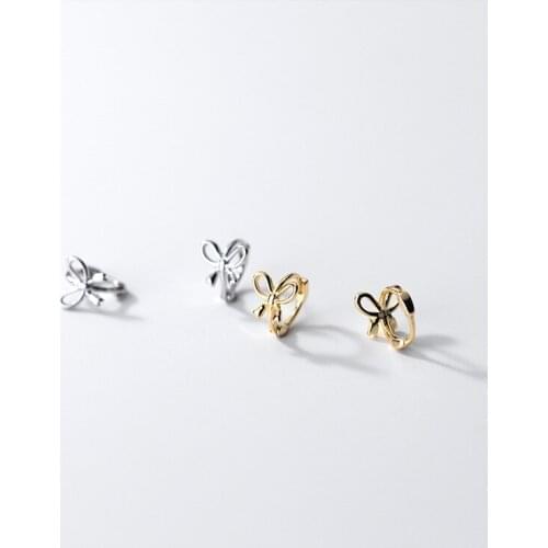 6mm Tinny hollow Bowknot otica Ear Hoop Huggie earrings 100% Real. Sterling Silver 925 Fine Jewelry C-G9761