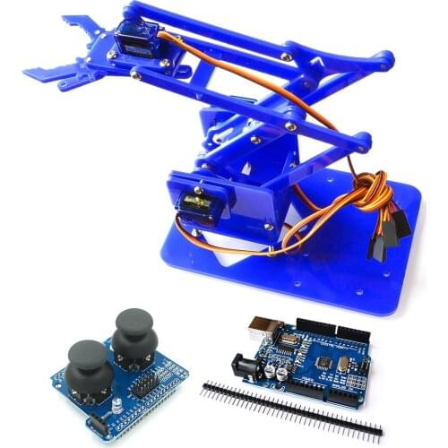 Robot Arm Kit Assembly Acrylic Machinery Arm Manipulator Claw Robot Div Gripper for Arduino Maker Pi Equipped 4 Steering Gear