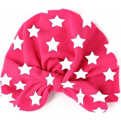 Star pattern Baby Girl Hat with Bow Candy Color Baby Turban Cap for Girls Elastic Infant Accessories newborn hat