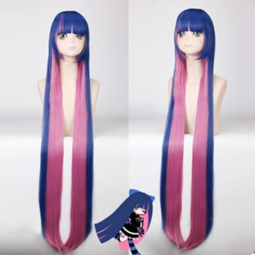 Blue Pink 120CMCOS Wig Garter Stockings Angel S Sister Stocking Anime Wig Anime Cos Wig Headdress Sufficient Hair Volume