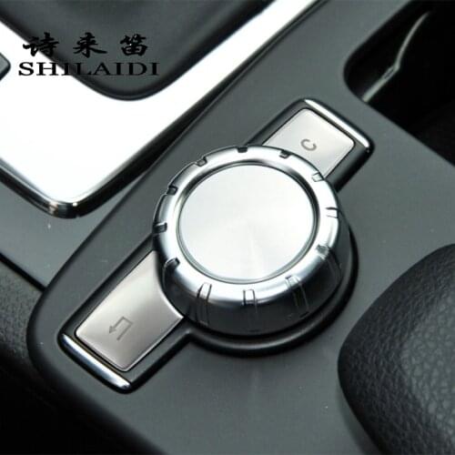 Car Styling Water cup panel Multimedia Knob switch Buttons Cover Stickers Trim for Benz C E GLK Class W204 W212 X204 Accessories
