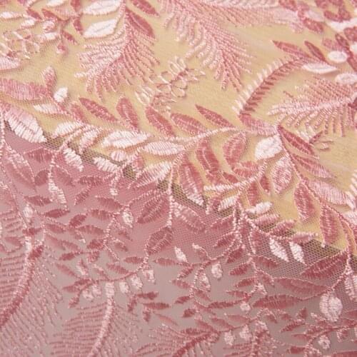 Pink luster fabric Flat Embroidery Orientation Flower tissu Soft screen lace dress clothing patchwork
