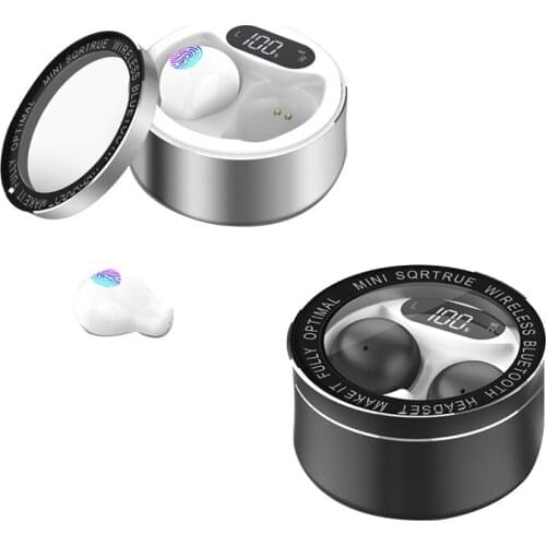Ultra Mini Wireless Earphone Small Bluetooth Headset Press Control Earbud with LED Power Display