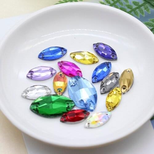 All-size navette horse eye glass Crystal sewing stone silver flatback Sew On rhinestones jewels 2-Holes button beads For clothes