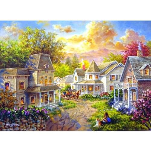 Country House Scenery Needlework,For Embroidery, DIY Aida 14CT Unprinted Cross stitch kits Cross-Stitching Decor Crafts
