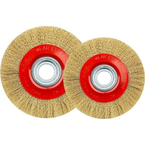 High quality100/125/150/175/200/250mm round wire wheels brass plated steel wire brush wheel for Metal and wood polishing tools