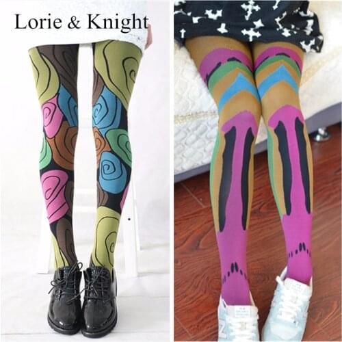Japanese Harajuku Colored Patterned Summer Tights Stockings for Ladies