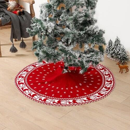Christmas Tree Skirt Christmas Elements Printed Foldable Knitted Xmas Tree Decoration for Home Restaurant GQ