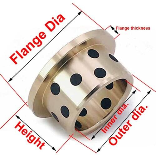 1PC JFB Inner Dia 40MM Flanged Bronze Impregnated Graphite Oilless Bush Bearing MPFZ40-50 40x50x50