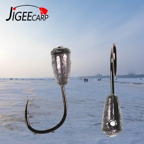 10PCS Winter Ice Fishing Lure Fishing Hook Jig Lead Head Bait Jigging Carp Fishing Tackle Accessories Fly Fishing Hooks