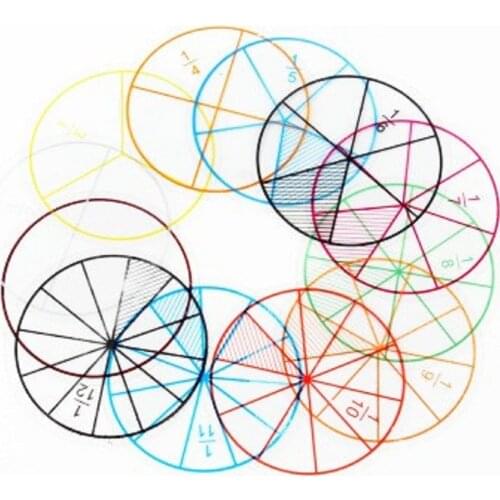 12pcs Montesori Education Learning Toys for Children Plastic Number Fraction Circles Kindergarten Preschool Math Chips Kids Toys