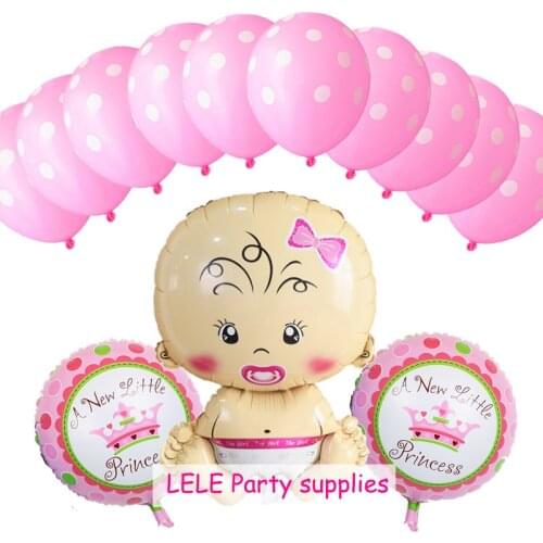 13 pcs Girl Boy Angel Baby Foil Balloons Round Crown Helium Balloons Party Decoration Helium Ballons Party Supplies Baby Shower