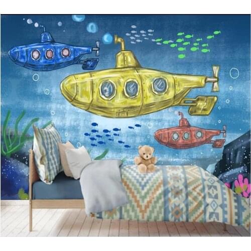 Custom photo 3d wallpaper Hand drawn childrens room cartoon submarine room home decor 3d wall murals wallpaper for walls 3 d
