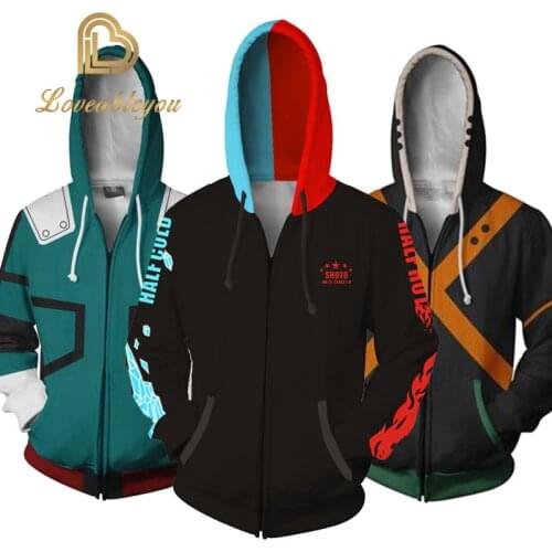 Anime Boku No My Hero Academia Cosplay Costumes Hoodies Sweatshirts Bakugou Todoroki Shoto Spring/Autumn Coat