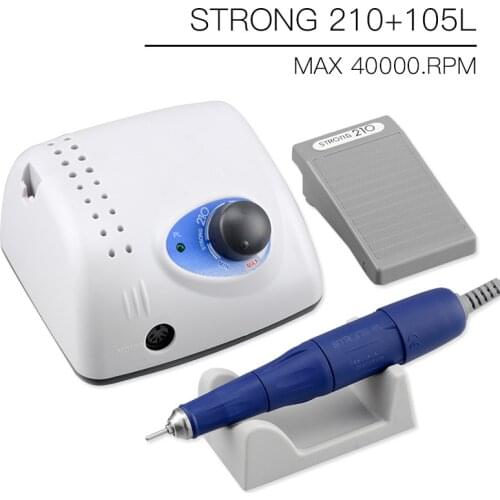 Strong 210 65W Control box 40000RPM Strong 105L Handpiece Electric Manicure machine For Nail Drill Milling Cutter Nail Equipment
