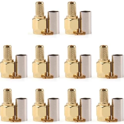 Areyourshop Hot Sale 10 PCS Connector RP SMA Male Jack Crimp RG58 RG142 LMR195 RG400 Cable Straight High Quality Wire Connector