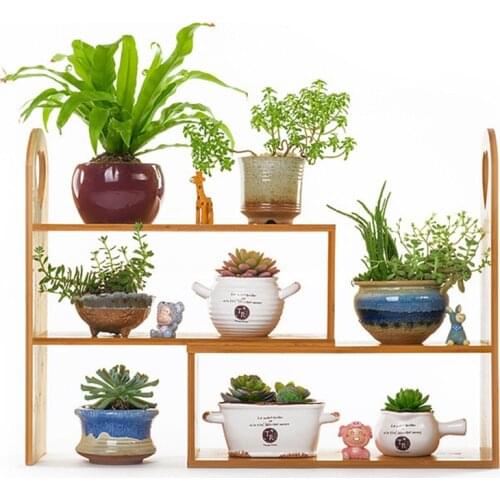 DIY Bamboo Flowerpot/Book Shelf Creative Flower-stand Storage Holders Home Office Decoration Potted Shelf