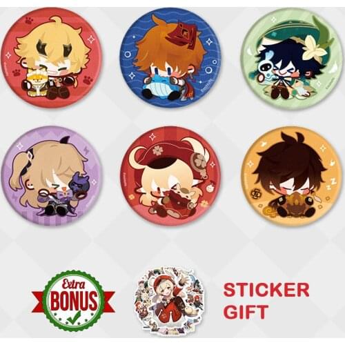 Genshin Impact Badge Tartaglia Chibi Icon Whale And Gifts Anime Cosplay Custom Pin Personalized Emblem Clothing Backpack Decor